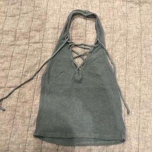 UO ribbed cropped halter top